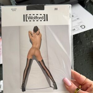 Wolford Black Lace-Up Tights